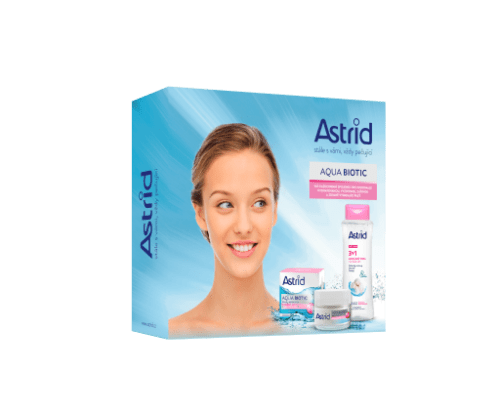 Astrid Aqua Biotic dárková sada denní a noční krém + micelární voda 50 ml + 400 ml Astrid