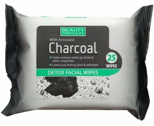 Beauty Formulas Kosmetické ubrousky s aktivním uhlím Charcoal (Detox Facial Wipes)  25 ks Beauty Formulas