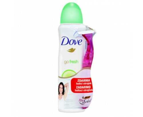 Dove Antiperspirant ve spreji Go Fresh s vůní okurky a zeleného čaje 150 ml + žiletka na holení Dove