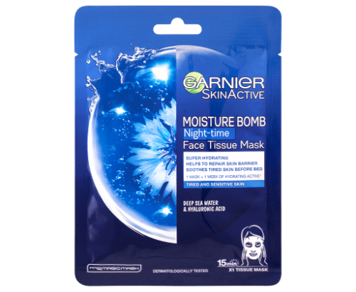 Garnier Skin Naturals Night Tissue Mask hydratační regenerační noční textilní maska 32 g Garnier