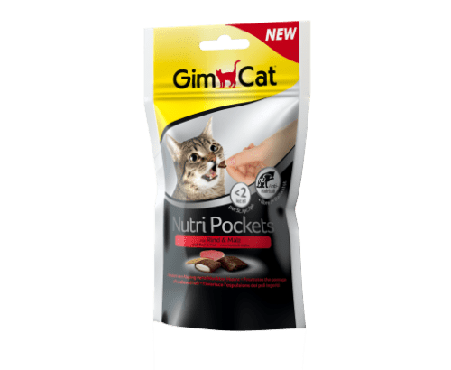 GimCat Nutri Pockets hovězí a malt-soft pasta 60g GIMBORN