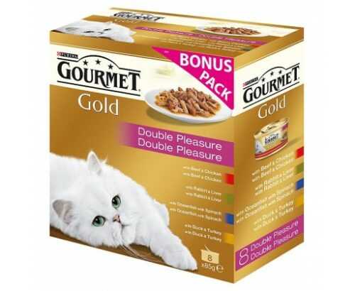 Gourmet Gold multipack (8ks) - 7+1 zdarma- směs dušených a grilovaných masových kousků GOURMET