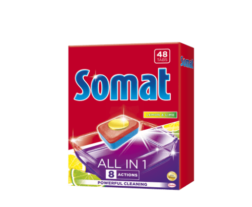 Somat All in 1 Lemon & Lime tablety do myčky na nádobí 48 tablet 864 g Somat