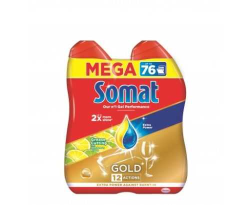 Somat Gold Grease Cutting Gel do automatické myčky na nádobí Lemon & Lime 2x684ml Somat