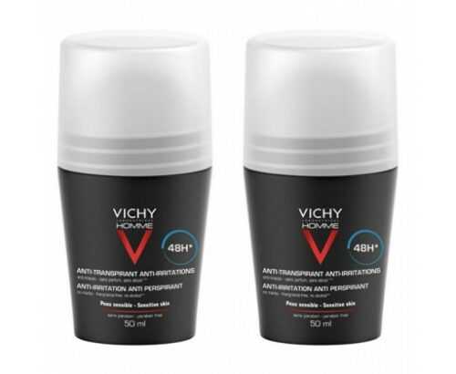 Vichy Deodorant pro citlivou pokožku Homme 48H Deo roll-on (Anti-Transpirant Extra Sensitive)  2 x 50 ml Vichy