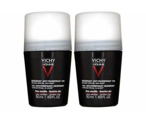 Vichy Deodorant roll-on pro citlivou pokožku Homme 72H (Deodorant Anti-Transpirant)  2 x 50 ml Vichy