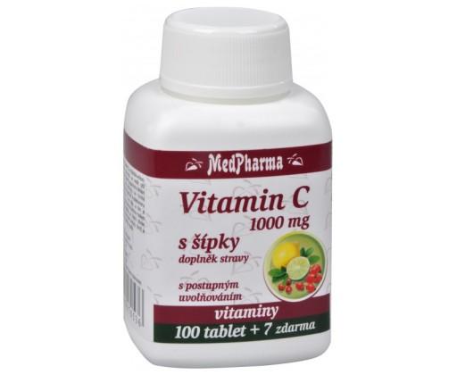 Vitamín C 1000 mg s šípky 100 tablet + 7 tablet ZDARMA MedPharma