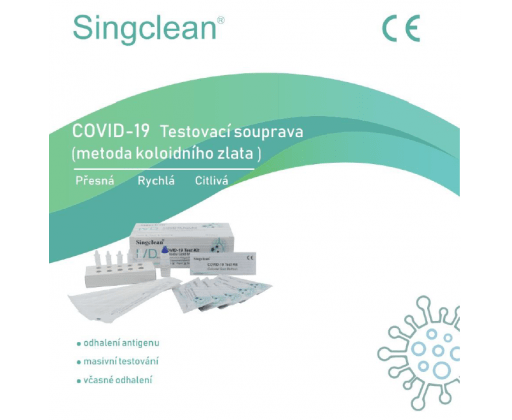 20 ks SingClean samoodběrová antigenní testovací sada Covid-19 (Colloidal Gold) SingClean