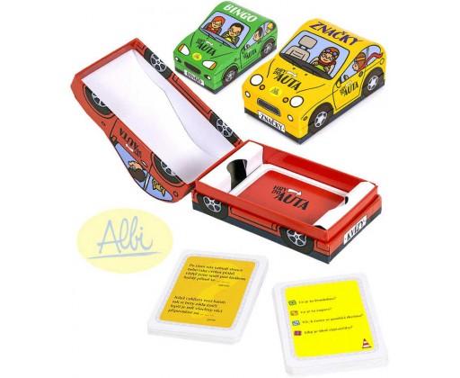 ALBI Hry do auta pro 1 hráče Značky / Kvízy / Bingo 3 druhy Albi