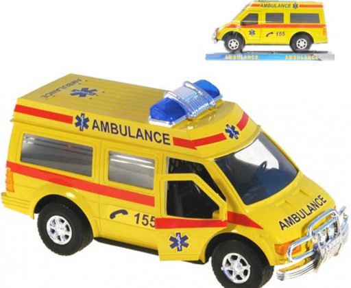 Auto záchranáři 19cm ambulance na setrvačník žlutá sanitka v krabičce _Ostatní 1_