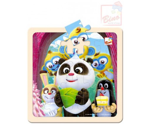 BINO DŘEVO Puzzle (Krteček) Krtek a Panda oslava 20 dílků Bino