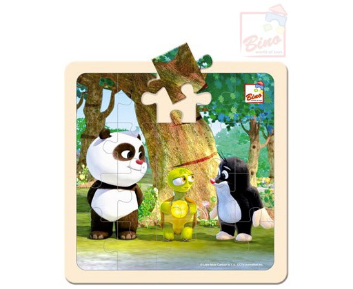BINO DŘEVO Puzzle (Krteček) Krtek a Panda s želvou 20 dílků Bino