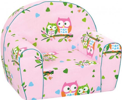 BINO Křesílko dětské růžová sedačka se sovičkami Bino