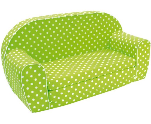 BINO Mini pohovka dětská zelený puntíkovaný gauč Bino