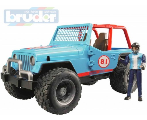 BRUDER 02541 Auto jeep terénní Cross Country modrý set s figurkou a doplňky Bruder