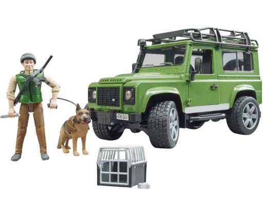 BRUDER 02587 Set auto Land Rover Defender + figurka lovec se psem Bruder