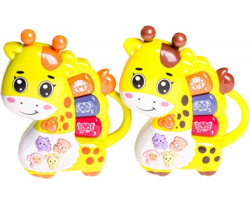 Baby pianko žirafka dětské klávesy na baterie Světlo Zvuk 2 barvy HRAČKY