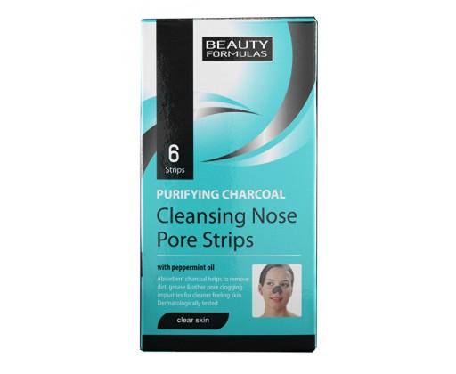 Beauty Formulas Čisticí pásky na nos s aktivním uhlím Charcoal (Cleansing Nose Pore Strips)  6 ks Beauty Formulas