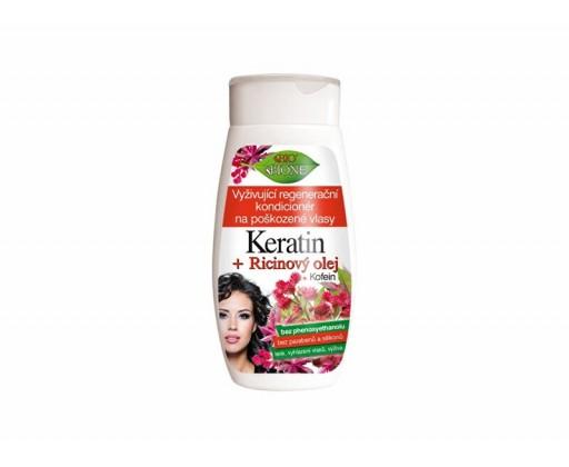 Bione Cosmetics Vyživující regenerační kondicionér na poškozené vlasy Keratin + Ricinový olej  260 ml Bione Cosmetics