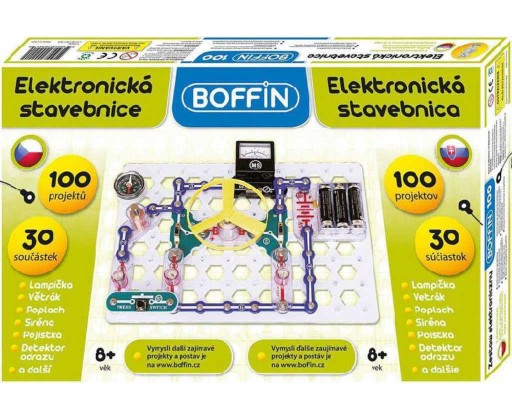 Boffin 100 elektronická stavebnice 100 projektů na baterie 30ks v krabici Boffin