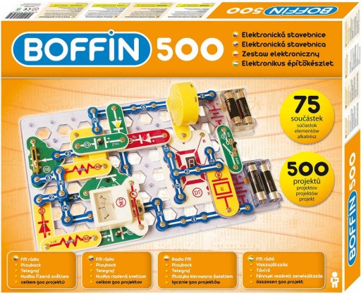 Boffin 500 projektů 75 součástek na baterie elektronická STAVEBNICE HRAČKY