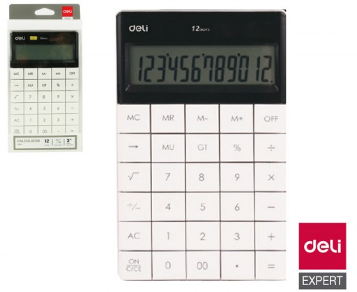 DELI E1589 stolní kalkulačka displej 12 míst bílá DELI