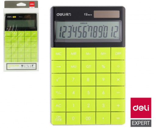 DELI E1589 stolní kalkulačka displej 12 míst zelená DELI