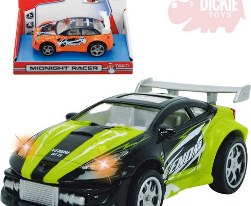DICKIE Auto Midnight Racer 12cm na zpětný nátah 2 barvy Zvuk plast Dickie