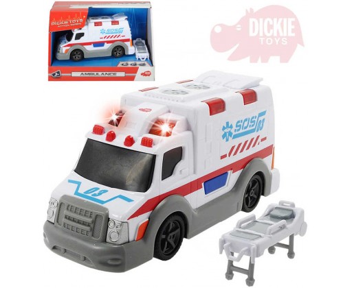 DICKIE Auto ambulance 15cm sanitka bílá na baterie Světlo Zvuk Dickie