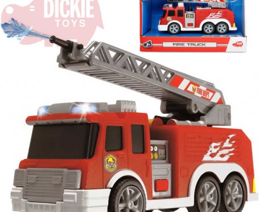 DICKIE Auto hasičské 15cm funkční stříkačka na baterie Světlo Zvuk Dickie