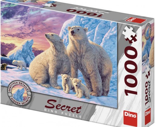 DINO Puzzle 1000 dílků Lední medvědi skrytá tajemství 66x47cm skládačka Dino