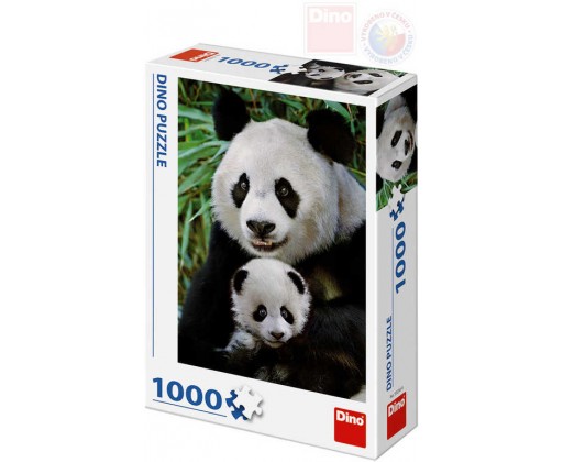 DINO Puzzle 1000 dílků Pandí rodina 47x66cm skládačka v krabici Dino