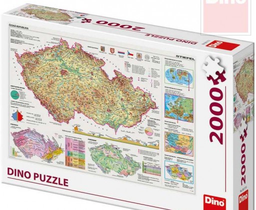 DINO Puzzle 2000 dílků Mapa České Republiky 97x69cm skládačka v krabici Dino