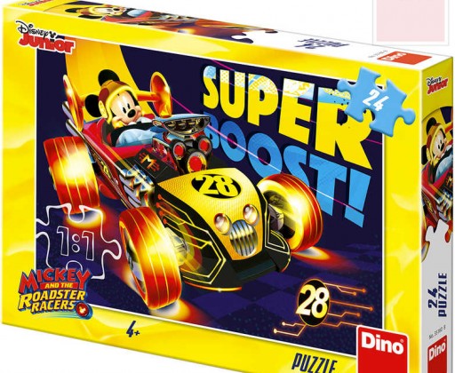 DINO Puzzle 24 dílků Mickey Mouse na závodě 26x18cm skládačka v krabici Dino