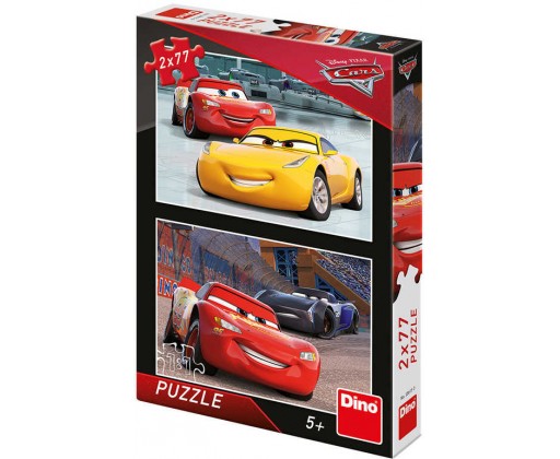 DINO Puzzle 2x77 dílků Závodníci Auta 3 (Cars) skládačka 26x18cm Dino
