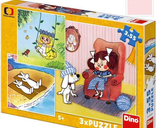 DINO Puzzle 3x55 dílků Moje pohádky Večerníček 18x18cm skládačka 3v1 Dino
