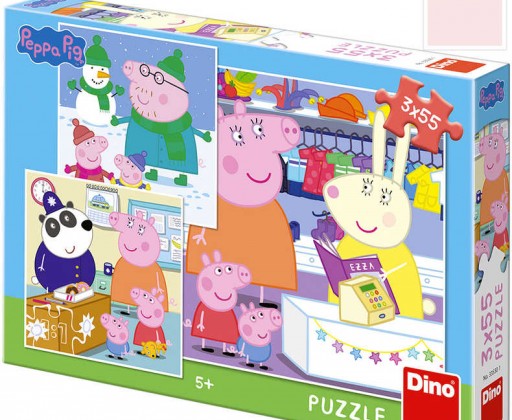 DINO Puzzle 3x55 dílků Peppa Pig Veselé odpoledne 18x18cm skládačka 3v1 Dino