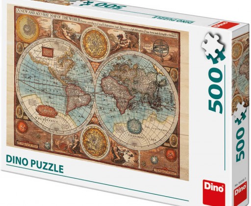 DINO Puzzle 500 dílků Mapa světa z roku 1626 47x33cm skládačka Dino