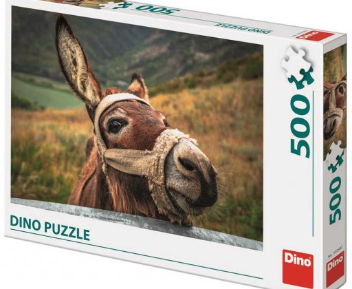DINO Puzzle 500 dílků Oslík za ohradou foto 47x33cm skládačka Dino