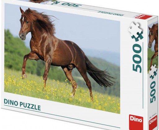 DINO Puzzle Kůň na louce foto 500 dílků 47x33cm skládačka v krabici Dino