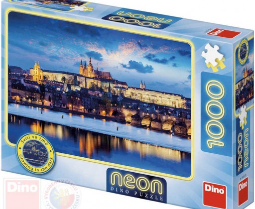 DINO Puzzle Praha neon XL 66x47cm skládačka 1000 dílků svítící Dino