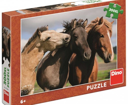 DINO Puzzle XL Barevní koně foto 300 dílků 47x33cm skládačka v krabici Dino