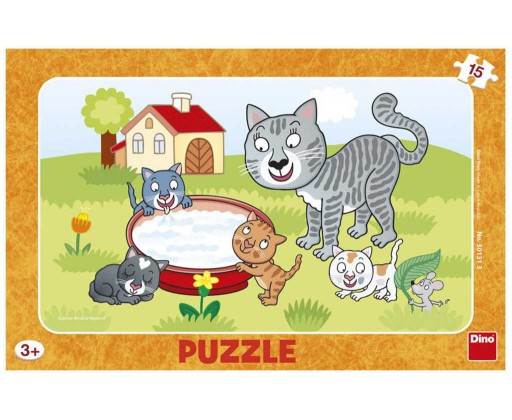 DINO Puzzle deskové 15 dílků Kočičky skládačka 25x15cm v krabici Dino