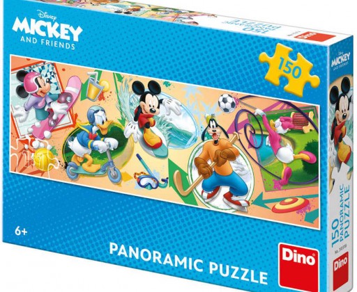 DINO Puzzle panoramatické 150 dílků Mickey s kamarády sportují 66x23cm Dino