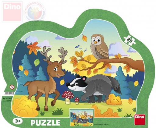 DINO Puzzle tvarované deskové Lesní zvířátka 31x23cm skládačka 25 dílků Dino
