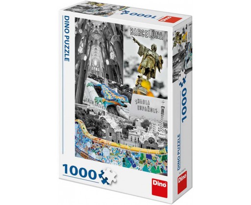 DINO Puzzle1000 dílků Barcelona Španělsko foto koláž 47x66cm skládačka Dino