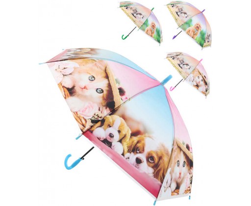 Deštník dětský s foto obrázkem pejsci a kočičky holčičí různé druhy HRAČKY