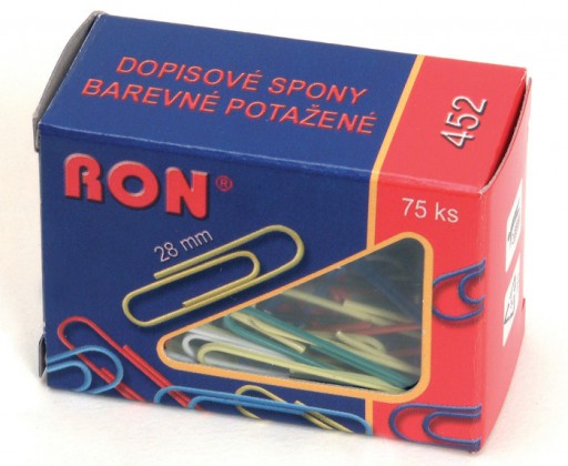Dopisní spony RON barevné - 28 mm / 75 ks Mikov