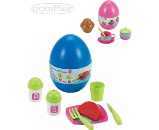 ECOIFFIER Baby set jídelní překvapení ve vajíčku různé druhy plast pro miminko Ecoiffier