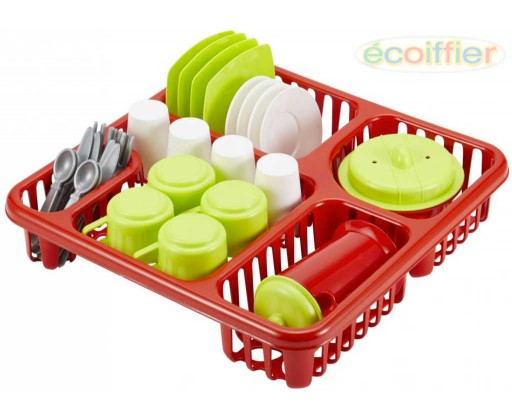 ECOIFFIER Kuchyňský set dětské plastové nádobí + odkapávač 29x29cm Ecoiffier